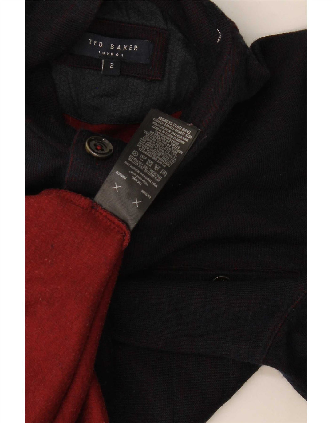 Ted Baker - Jersey para hombre con cuello y botones, talla 2, pequeño, azul marino, moderno