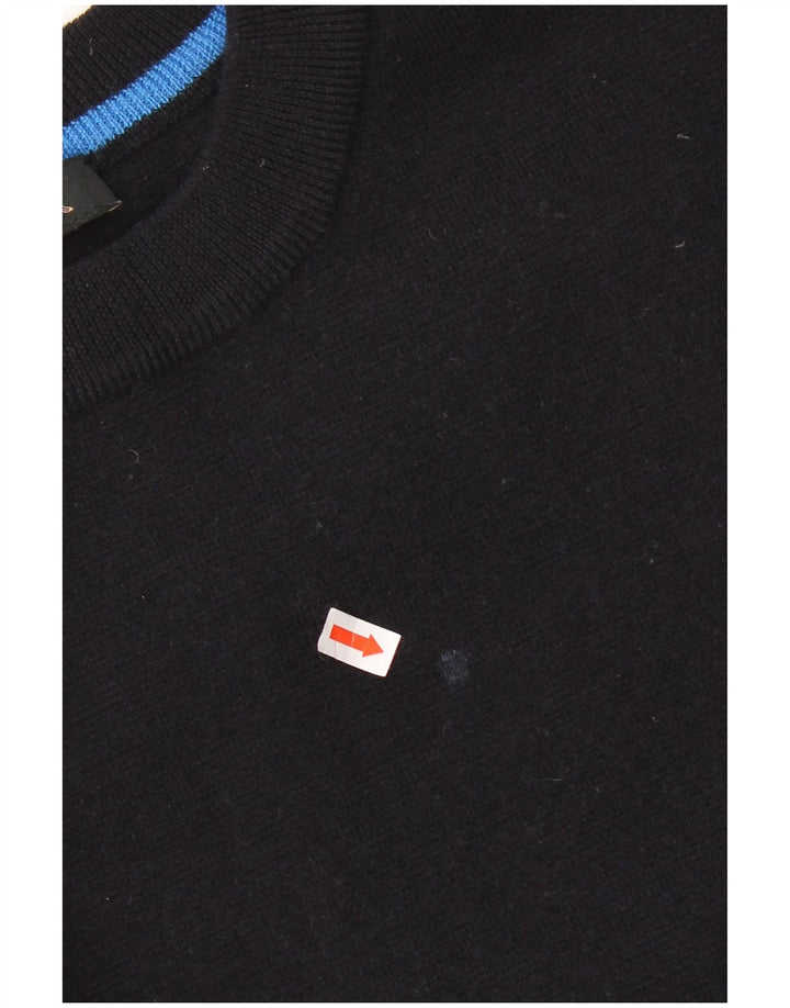 Jaeger Suéter corto con cuello redondo para mujer UK 46 Large Lana negra