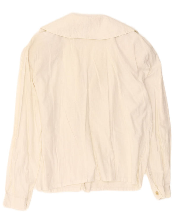 Vintage mujer doble pecho camisa blusa Reino Unido 16 blanco grande