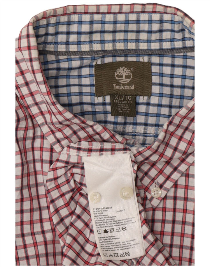Timberland Camisa De Manga Corta Regular Fit Para Hombre XL Nylon A Cuadros Rojos