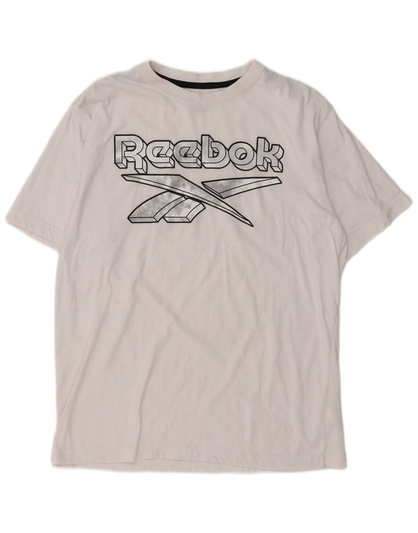 Reebok Camiseta gráfica para hombre Top Medium White Cotton