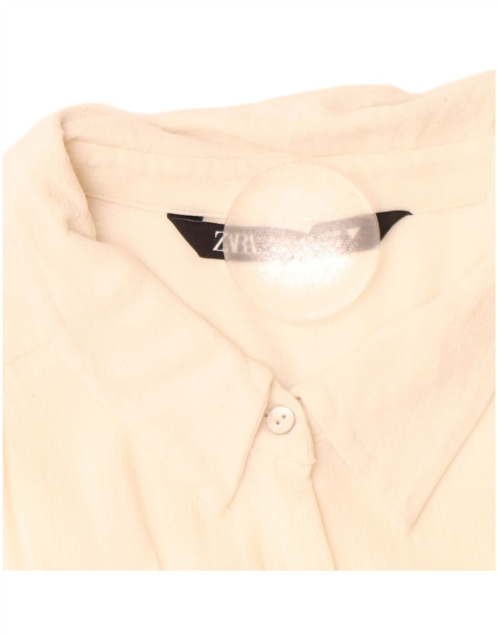 Zara Mujer Camisa UK 44 Mediana Lana Virgen Blanca
