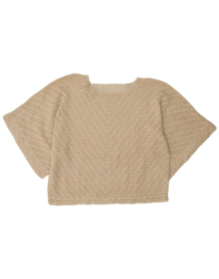 Vintage mujeres Batwing ver a través de la parte superior Reino Unido 16 beige grande