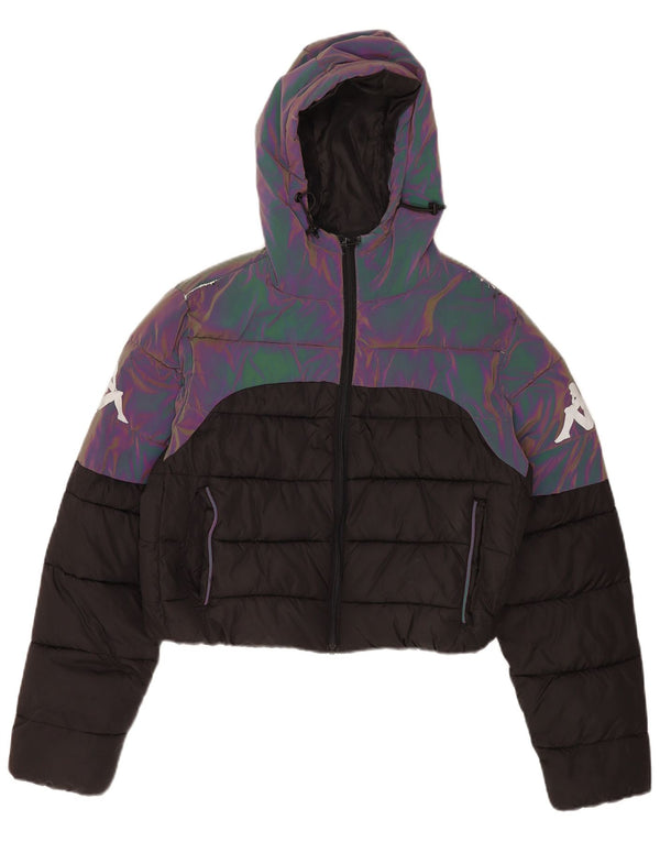Kappa Chaqueta Acolchada Corta Extragrande con Capucha para Mujer UK 6 XS Black Colourblock