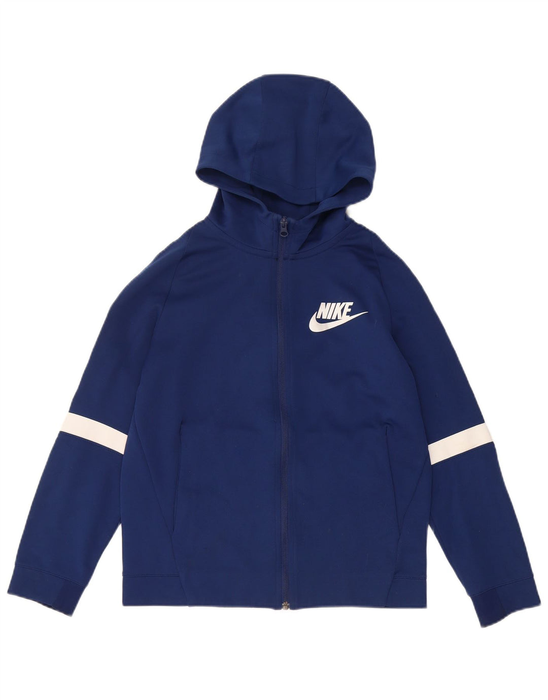NIKE Sudadera con capucha y cremallera para niños, talla grande, color azul marino, 12-13 años