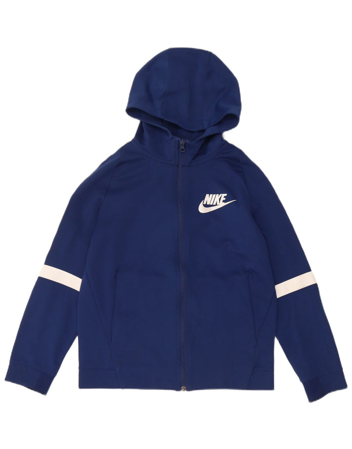 NIKE Sudadera con capucha y cremallera para niños, talla grande, color azul marino, 12-13 años