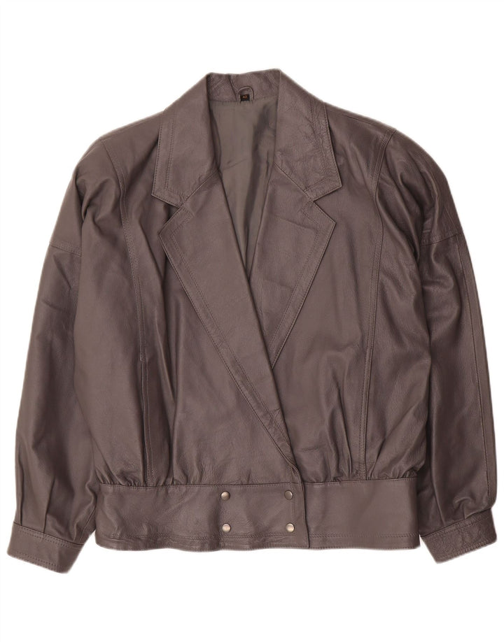 Vintage mujer bombardero chaqueta de cuero de gran tamaño EU 42 cuero gris grande