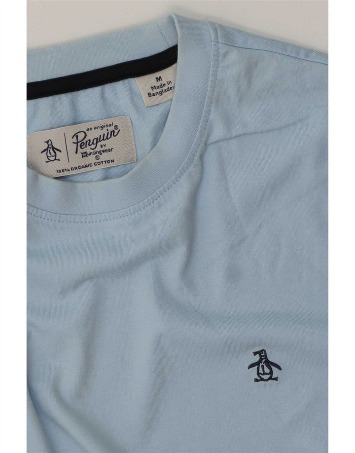 Camiseta Penguin Hombre Top Azul Medio Algodón