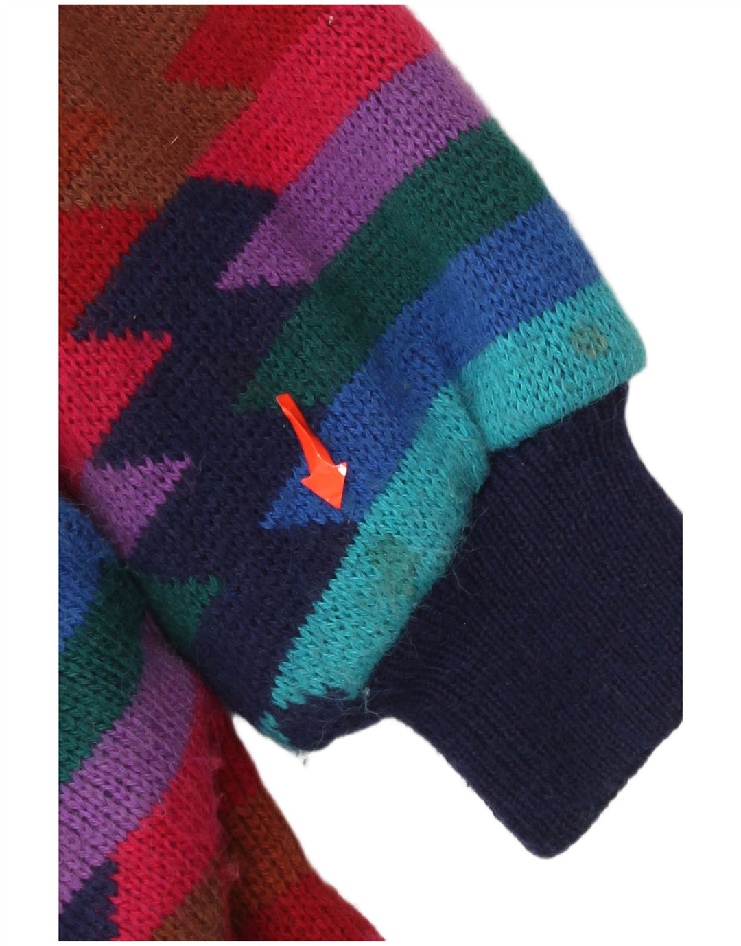 Vintage mujer punto cortavientos abrigo EU 36/38 pequeño multicolor azteca