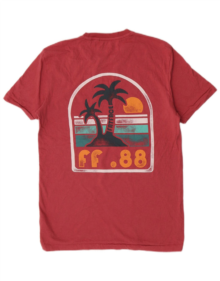 Camiseta estampada de hombre Fat Face Top pequeño de algodón rosa para playa