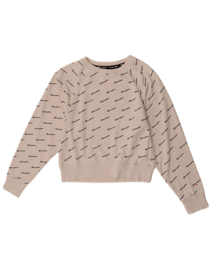 Champion Sudadera Crop Graphic para Mujer UK 14 Medium White Cotton