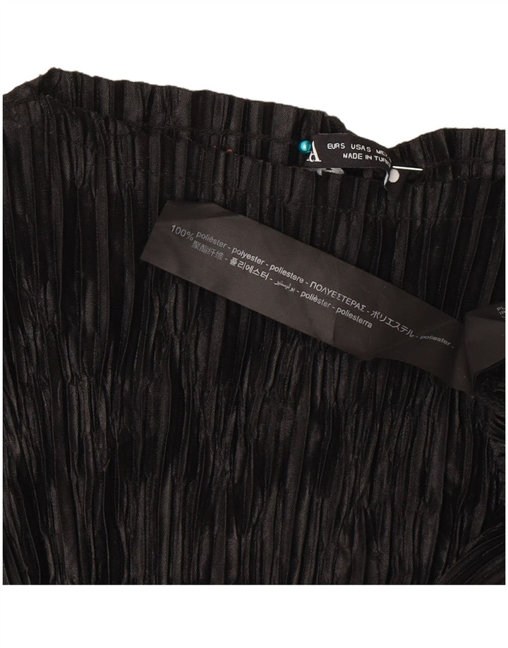 Zara Blusa Mujer Top UK 10 Small Poliéster Rayas Negras