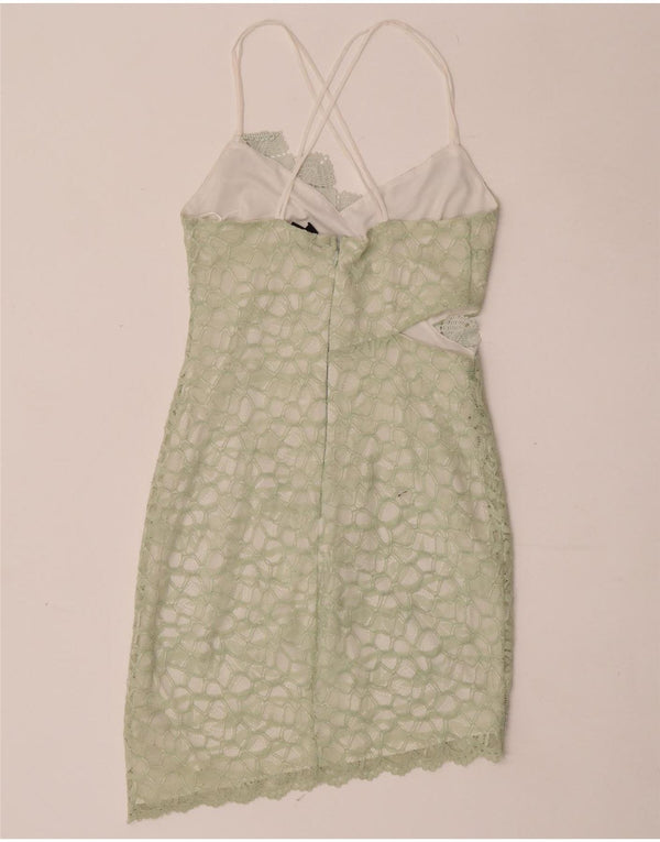 Topshop Vestido Halter De Encaje Asimétrico para Mujer UK 40 Pequeño Verde Geométrico