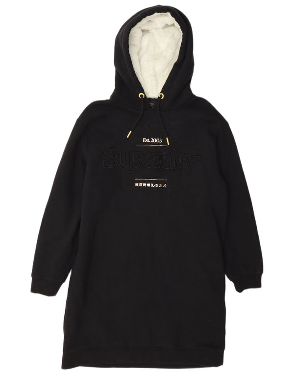 Superdry Vestido Gráfico Con Capucha Para Mujer UK 44 Grande Algodón Negro