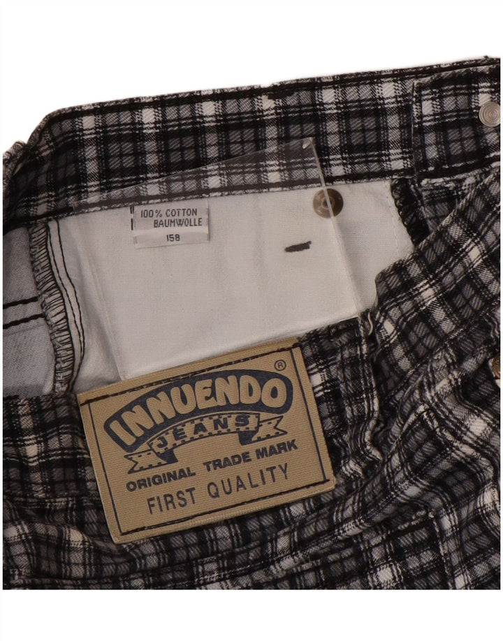 VINTAGE Pantalones casuales rectos para niños 12-13 años W24 L28 Cuadros grises