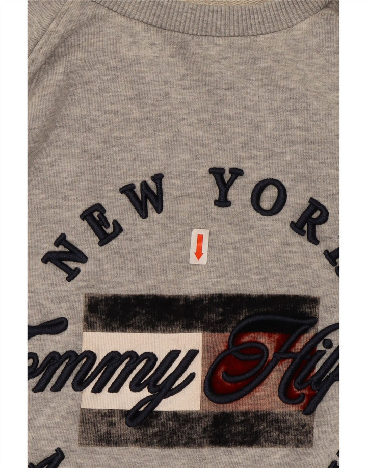 TOMMY HILFIGER Sudadera con gráfico extragrande para mujer UK 10 Small Grey