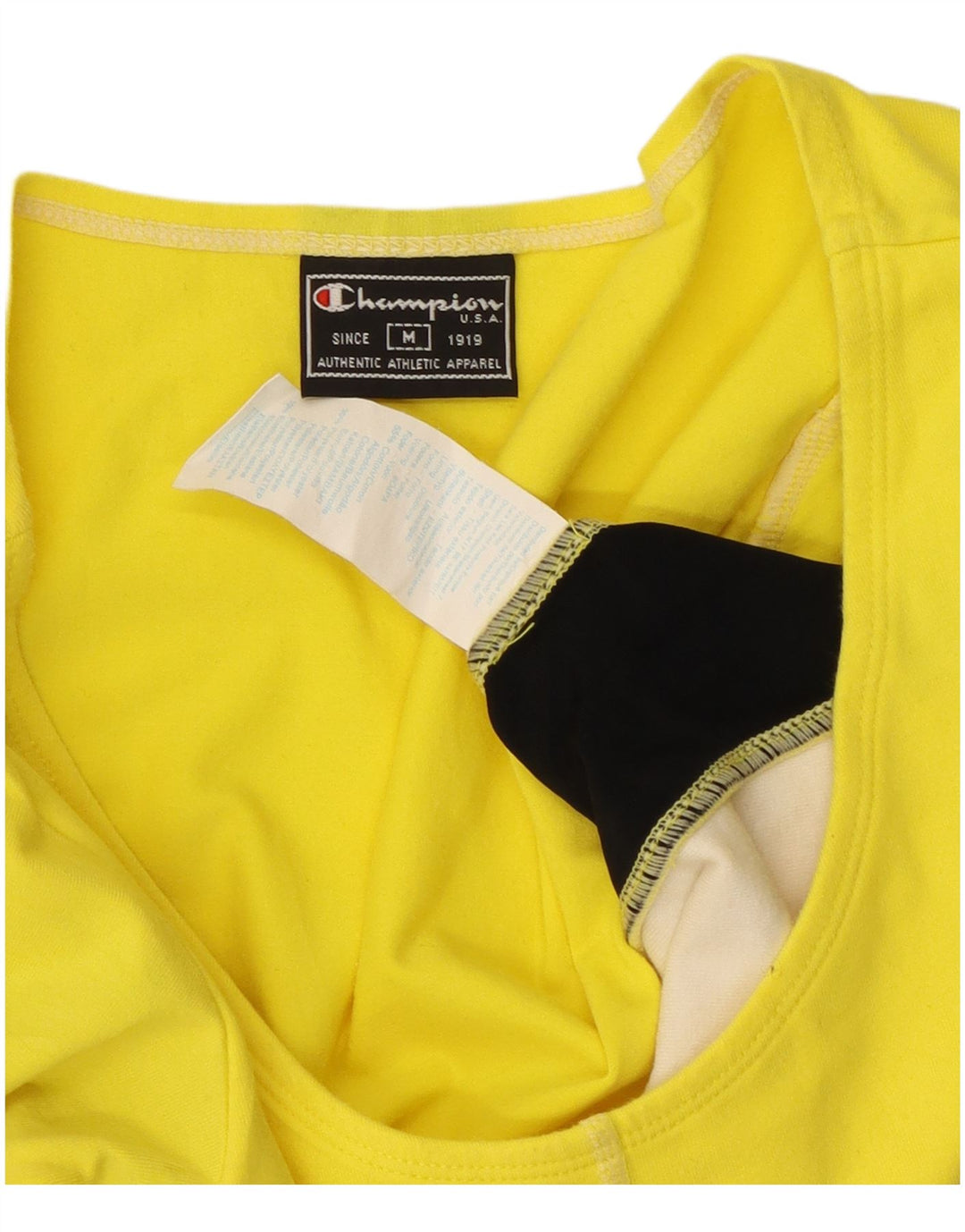 Champion Top corto gráfico para mujer UK 40 Algodón color block amarillo mediano