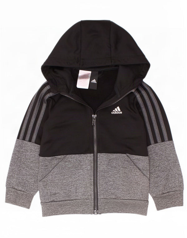 Adidas - Sudadera con capucha y cremallera para niños, 2-3 años, color negro