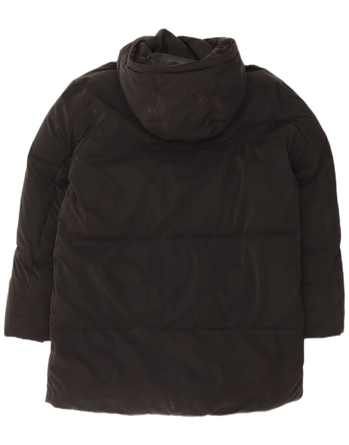 Zara Hombre Abrigo Acolchado Con Capucha UK 38 Medium Negro