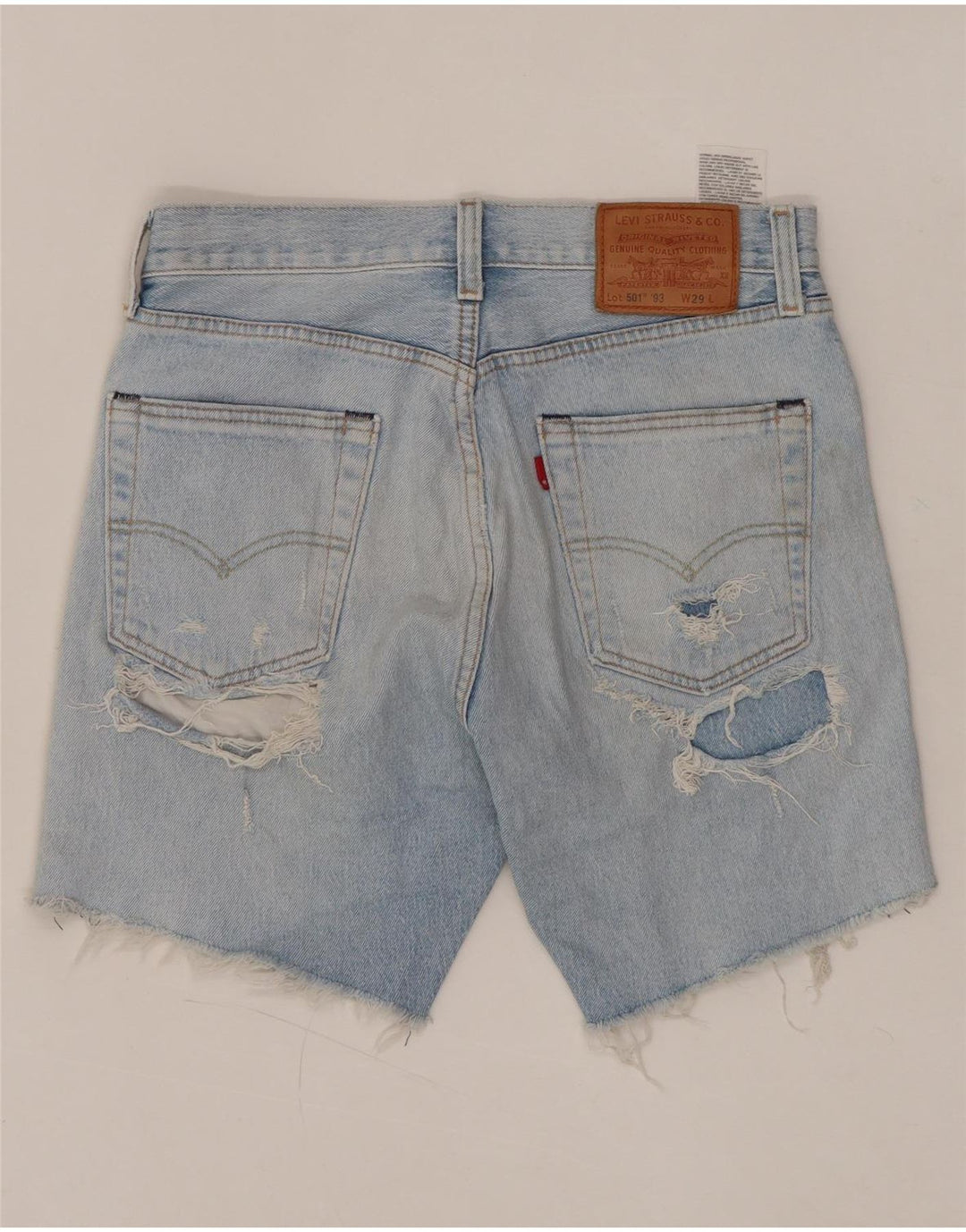 LEVI'S Pantalones cortos vaqueros desgastados de cintura alta 501 para mujer W29 Azul medio