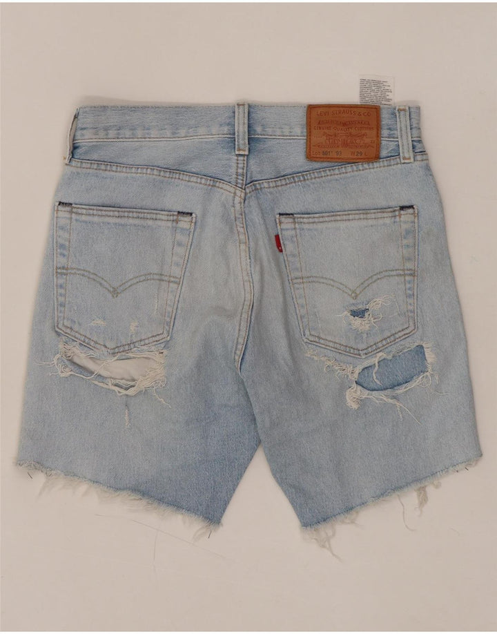 LEVI'S Pantalones cortos vaqueros desgastados de cintura alta 501 para mujer W29 Azul medio