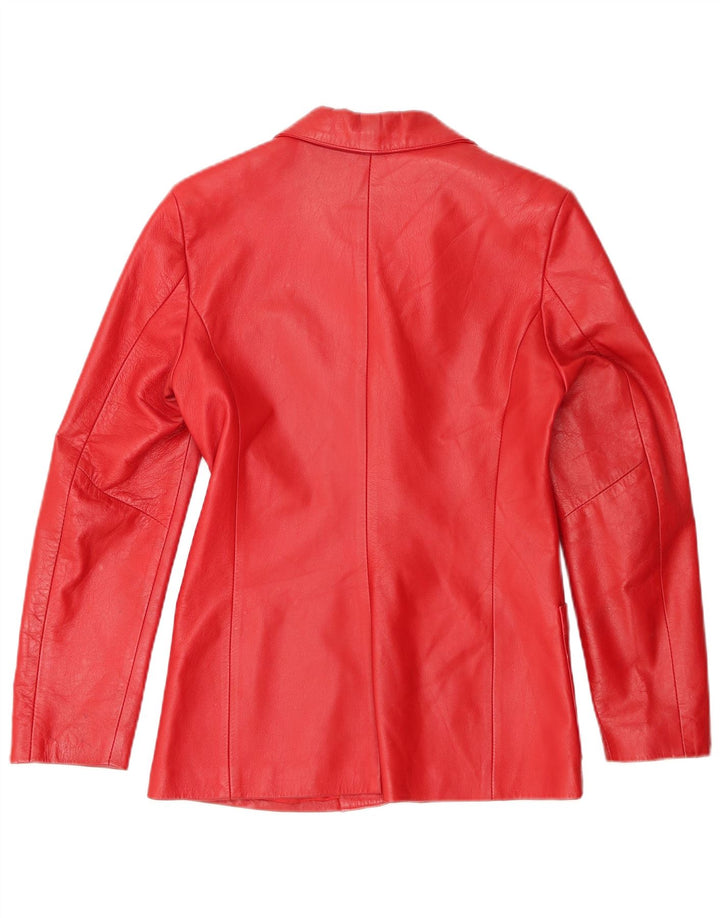 Victory Chaqueta Blazer de Cuero con 3 Botones para Mujer IT 42 Rojo Mediano