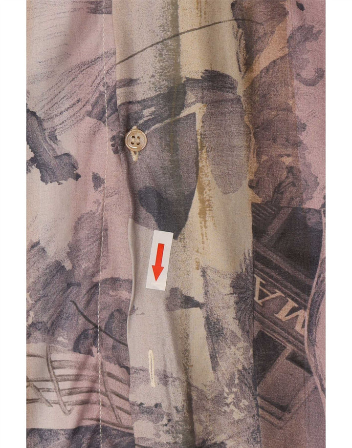 Touche Camisa con estampado abstracto para hombre, talla grande, viscosa multicolor