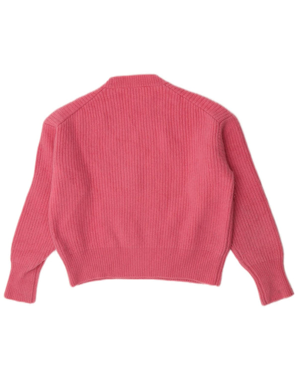 Zara Mujer Crop Crew Neck Jumper Sweater UK 44 Lana Rosa Mediana
