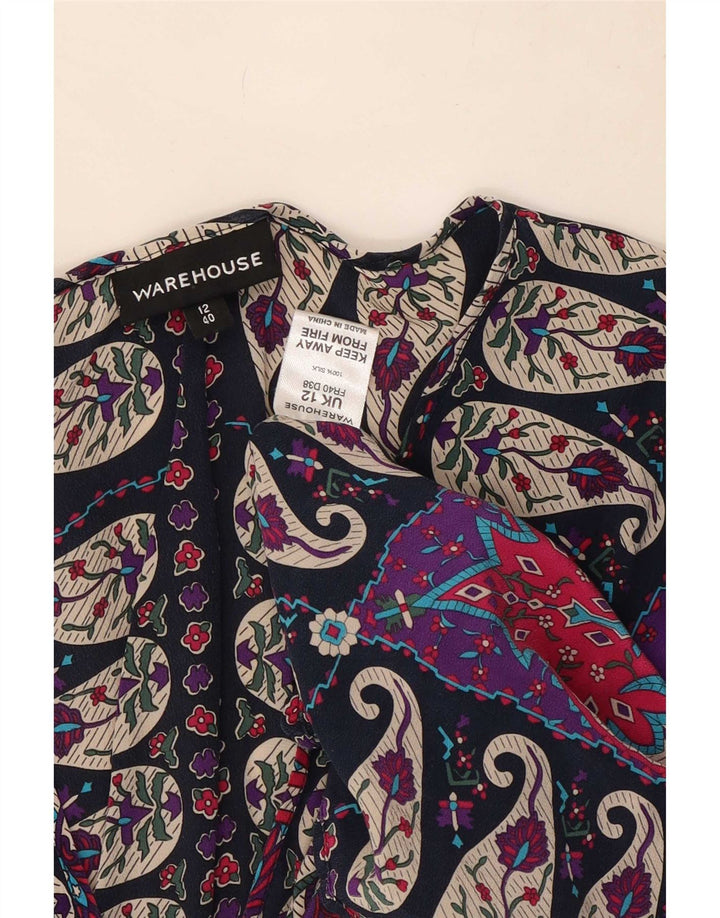 Warehouse Vestido Kaftan para Mujer UK 40 Mediano Seda Paisley Multicolor