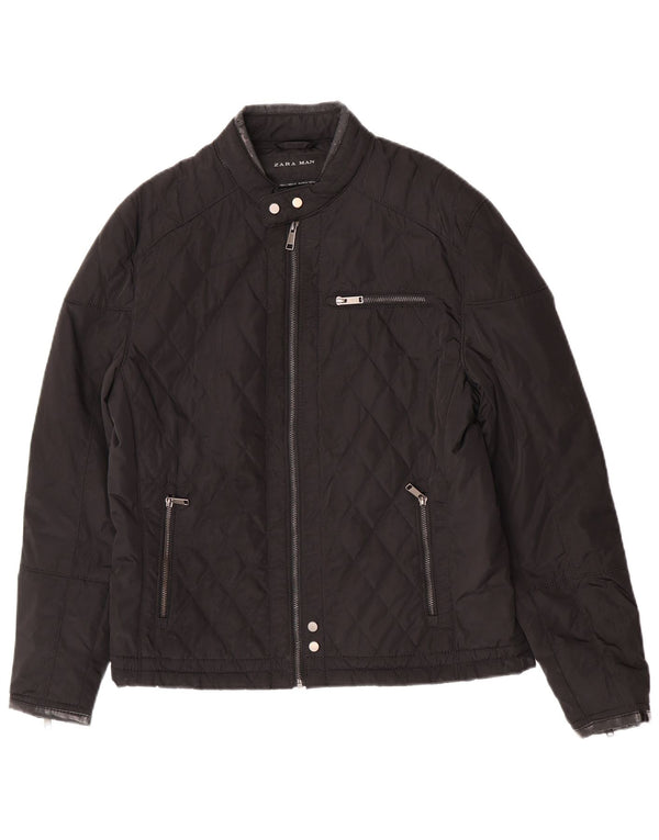 Zara Chaqueta acolchada para hombre UK 40 Large Poliéster negro