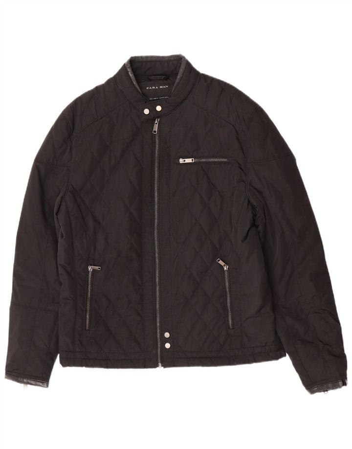 Zara Chaqueta acolchada para hombre UK 40 Large Poliéster negro