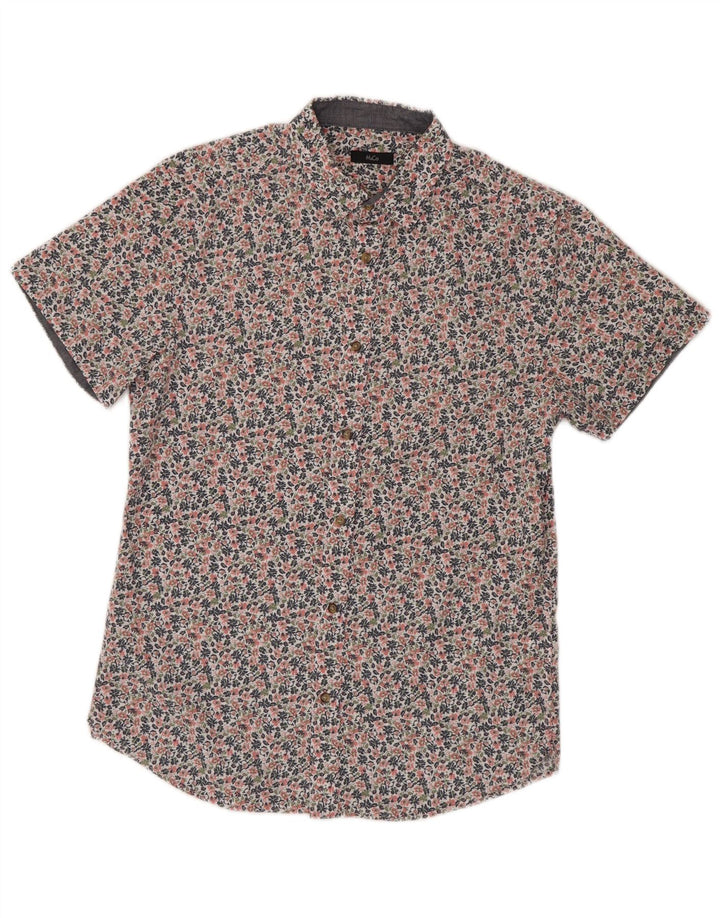 M&Co Hombre Camisa De Manga Corta Pequeña De Algodón Con Flores Multicolores