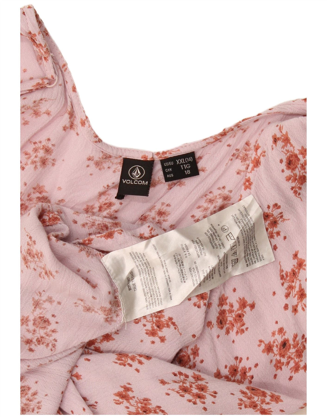 Volcom Top Halter para Mujer UK 20 2XL Viscosa Floral Rosa