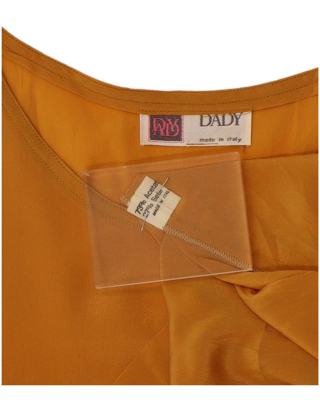 Vintage mujer blusa sin mangas Top Reino Unido 14 Acetato amarillo medio
