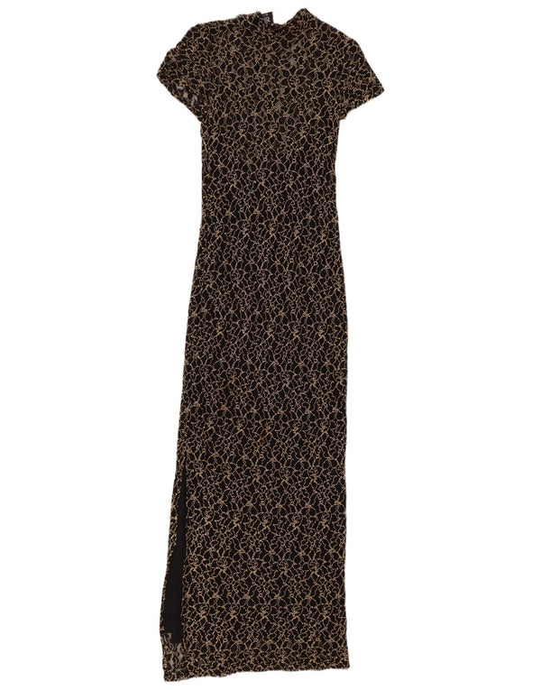 WALLIS Vestido largo de encaje pequeño para mujer UK 8 Small Viscosa floral negra