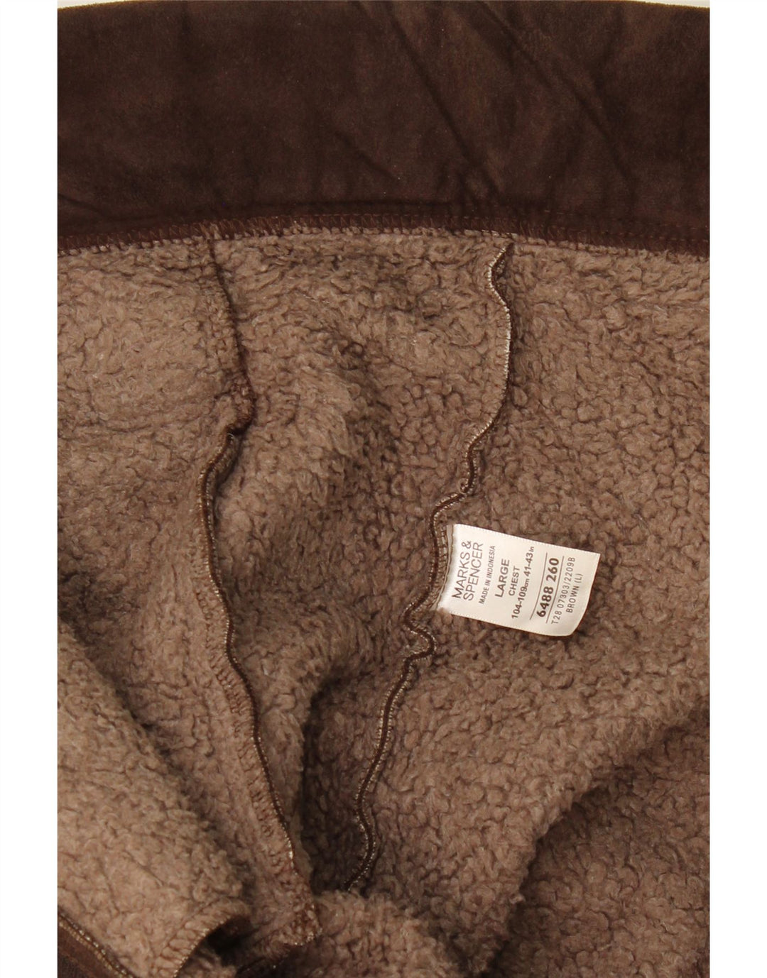 MARKS & SPENCER Chaqueta Sherpa para hombre UK 41/43 Grande Marrón Poliéster