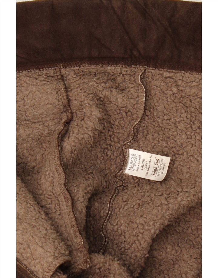 MARKS & SPENCER Chaqueta Sherpa para hombre UK 41/43 Grande Marrón Poliéster