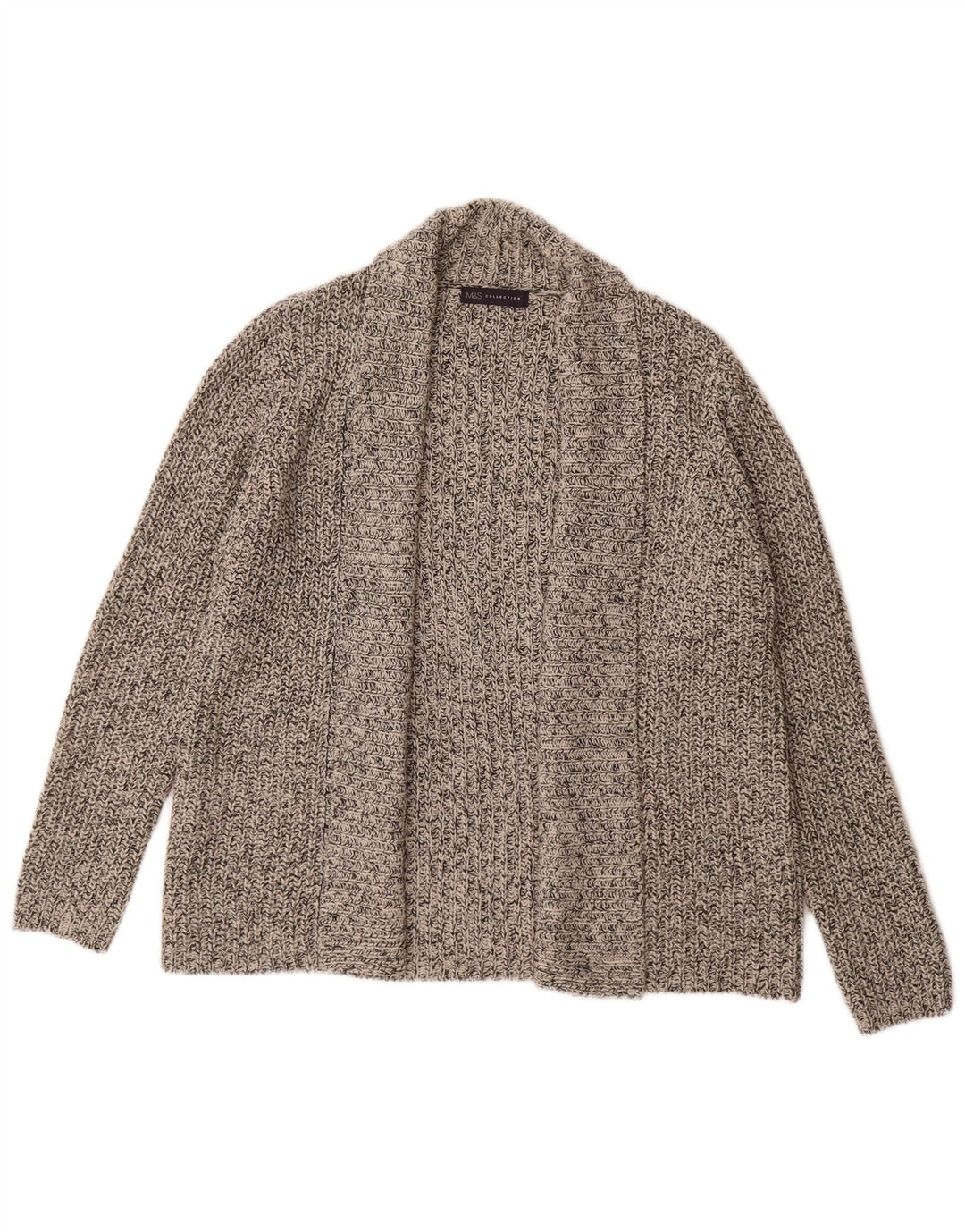 Marks & Spencer Suéter Cárdigan Abierto para Mujer UK 46 Grande Gris Moteado