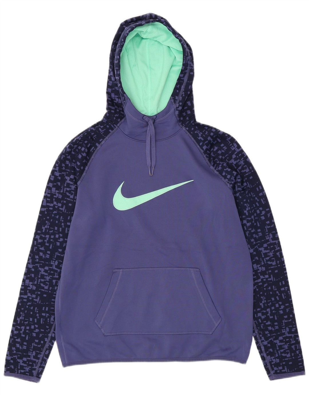 NIKE Mujer Dri Fit Graphic Sudadera con Capucha Jumper UK 40 Mediano Púrpura Geométrico