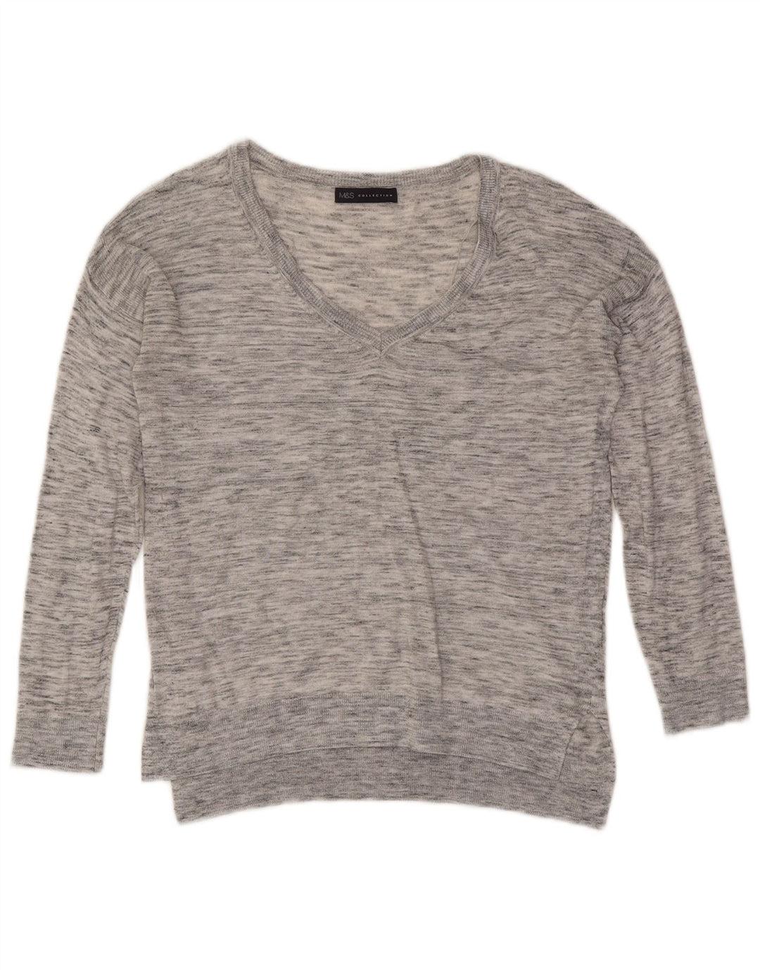 Marks & Spencer Suéter con Cuello en V para Mujer UK 8 Pequeño Gris Moteado