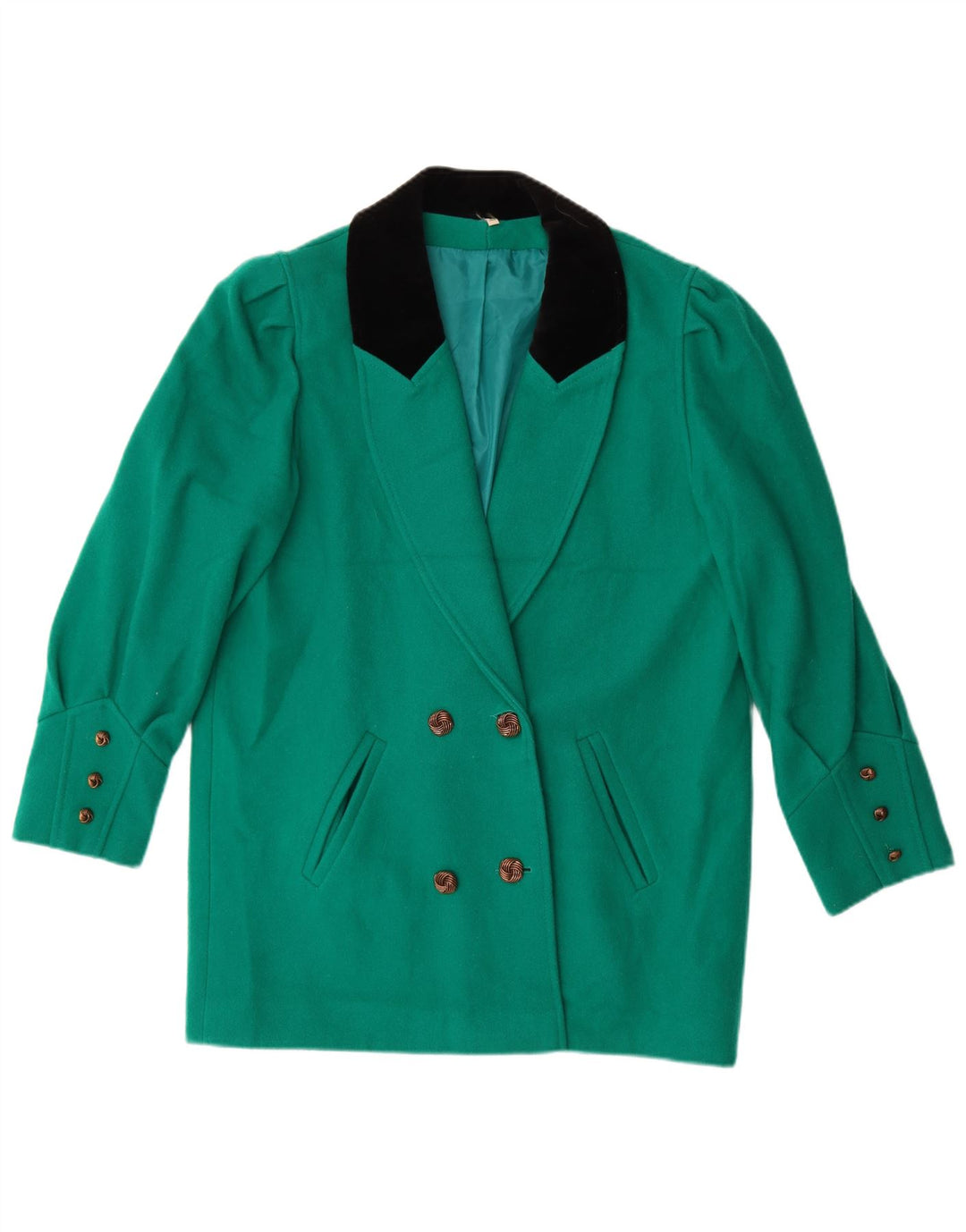 Vintage mujer chaqueta blazer de doble pecho Reino Unido 14 bloque de color verde grande