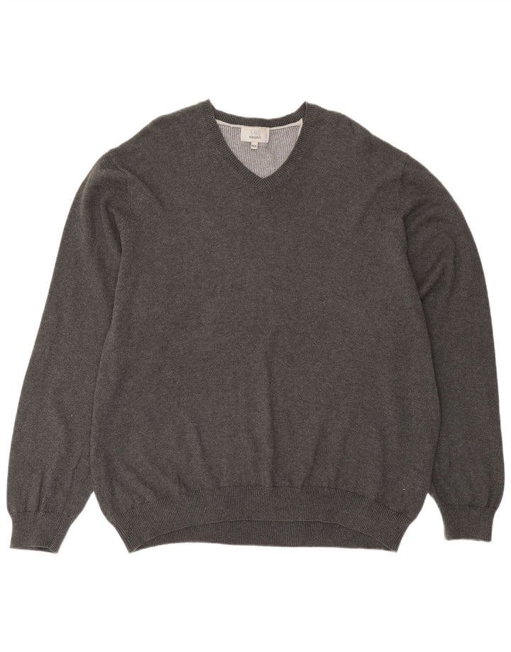 Marks & Spencer Suéter con Cuello en V y Ajuste Regular para Hombre 3XL Algodón Gris