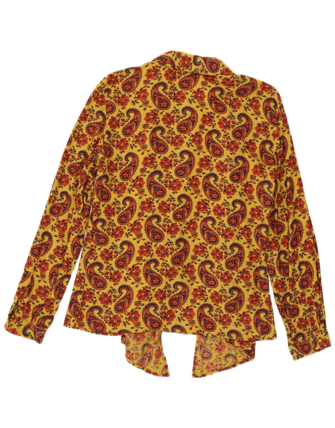 Byblos Blusa camisera con lazo frontal para mujer IT 44 Paisley amarillo medio
