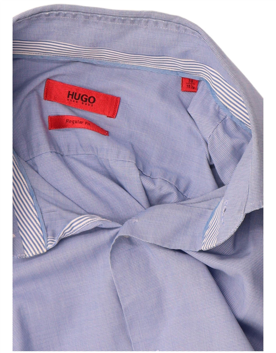 Hugo Boss Camisa de corte regular para hombre Talla 39 15 1/2 Algodón azul medio
