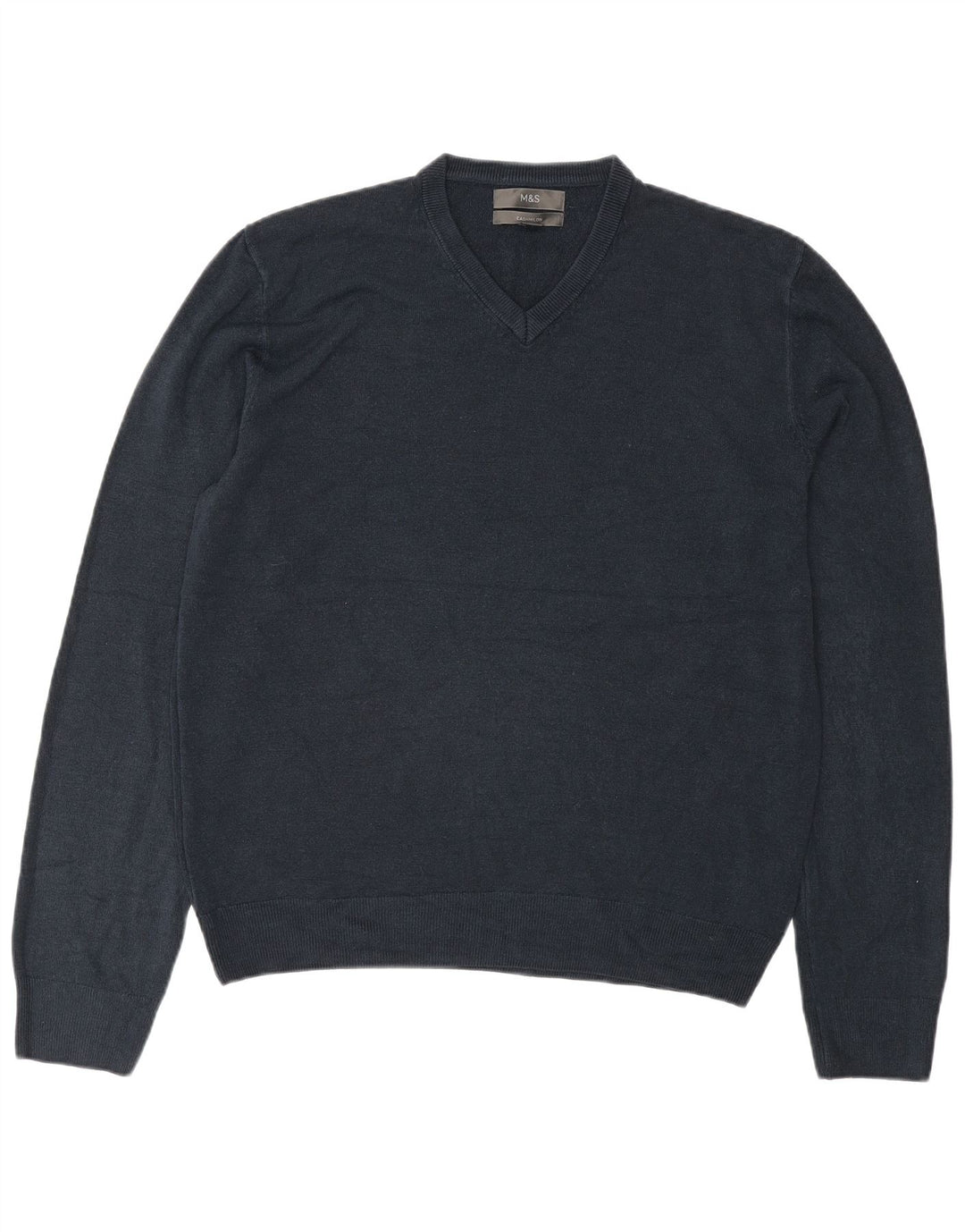 Marks & Spencer Suéter con cuello en V para hombre Acrílico azul marino mediano