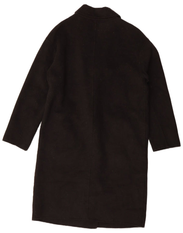 Zara Mujer Abrigo Extragrande De Doble Botonadura UK 10 Small Lana Negra