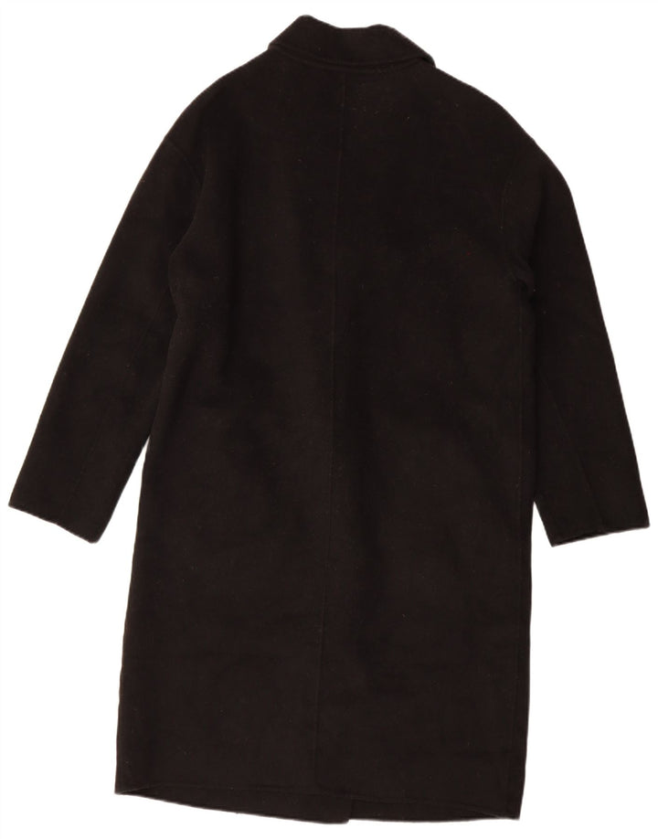 Zara Mujer Abrigo Extragrande De Doble Botonadura UK 10 Small Lana Negra