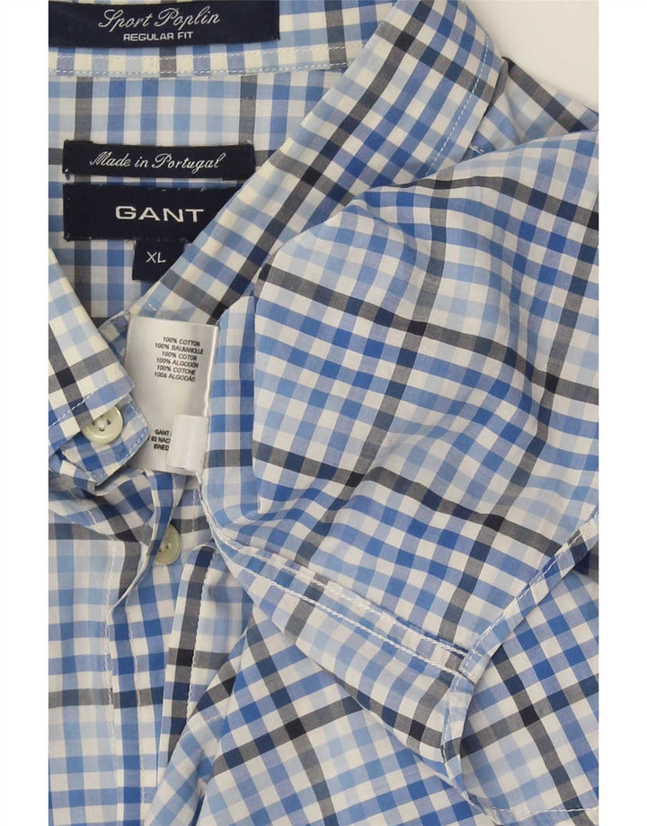 Gant Camisa Regular Fit XL De Algodón A Cuadros Azul Hombre
