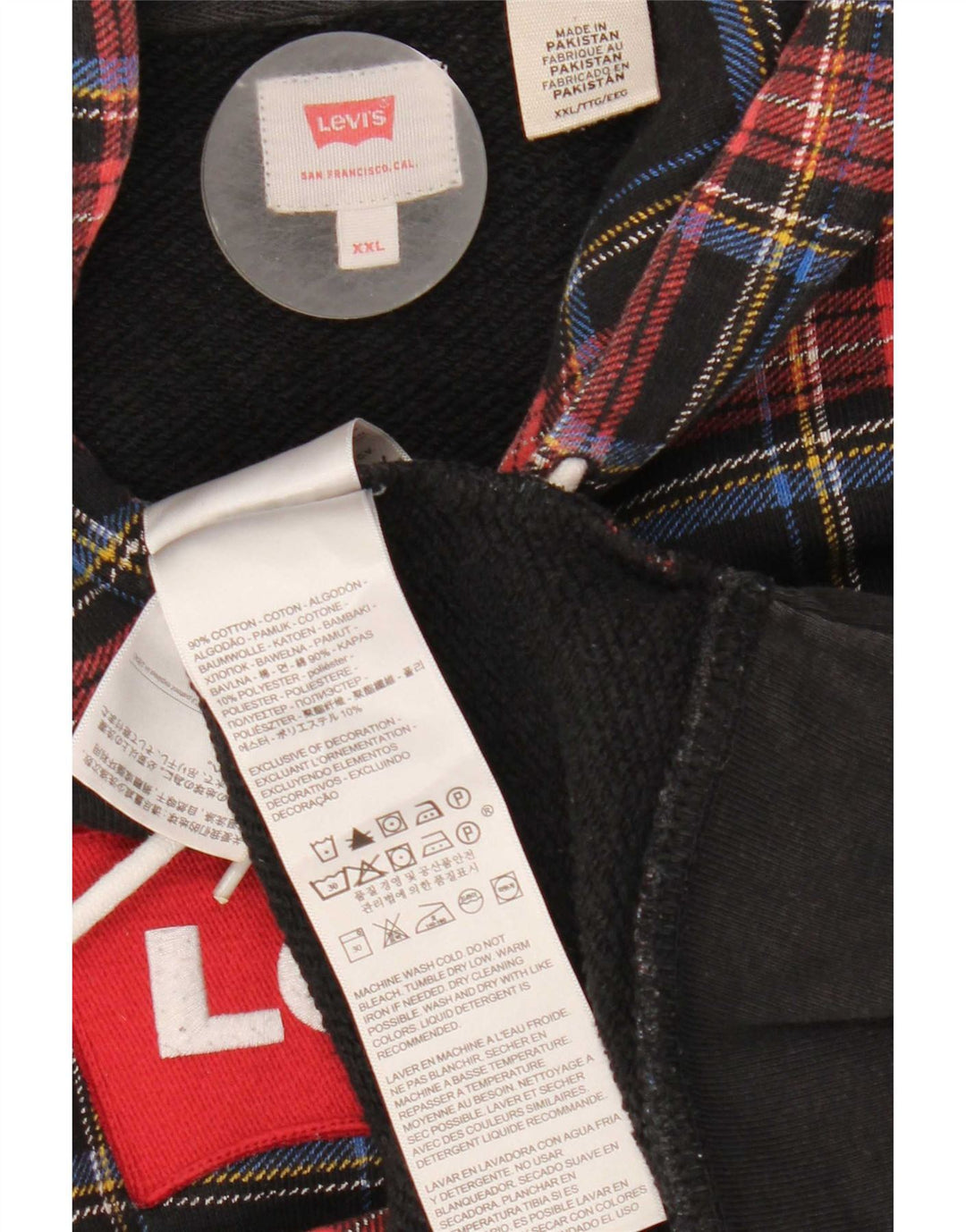 Levi's Jersey con capucha gráfica para hombre 2XL Algodón a cuadros multicolor