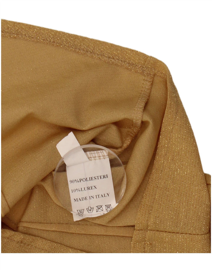 Camisa vintage para mujer Reino Unido 10 Poliéster dorado pequeño